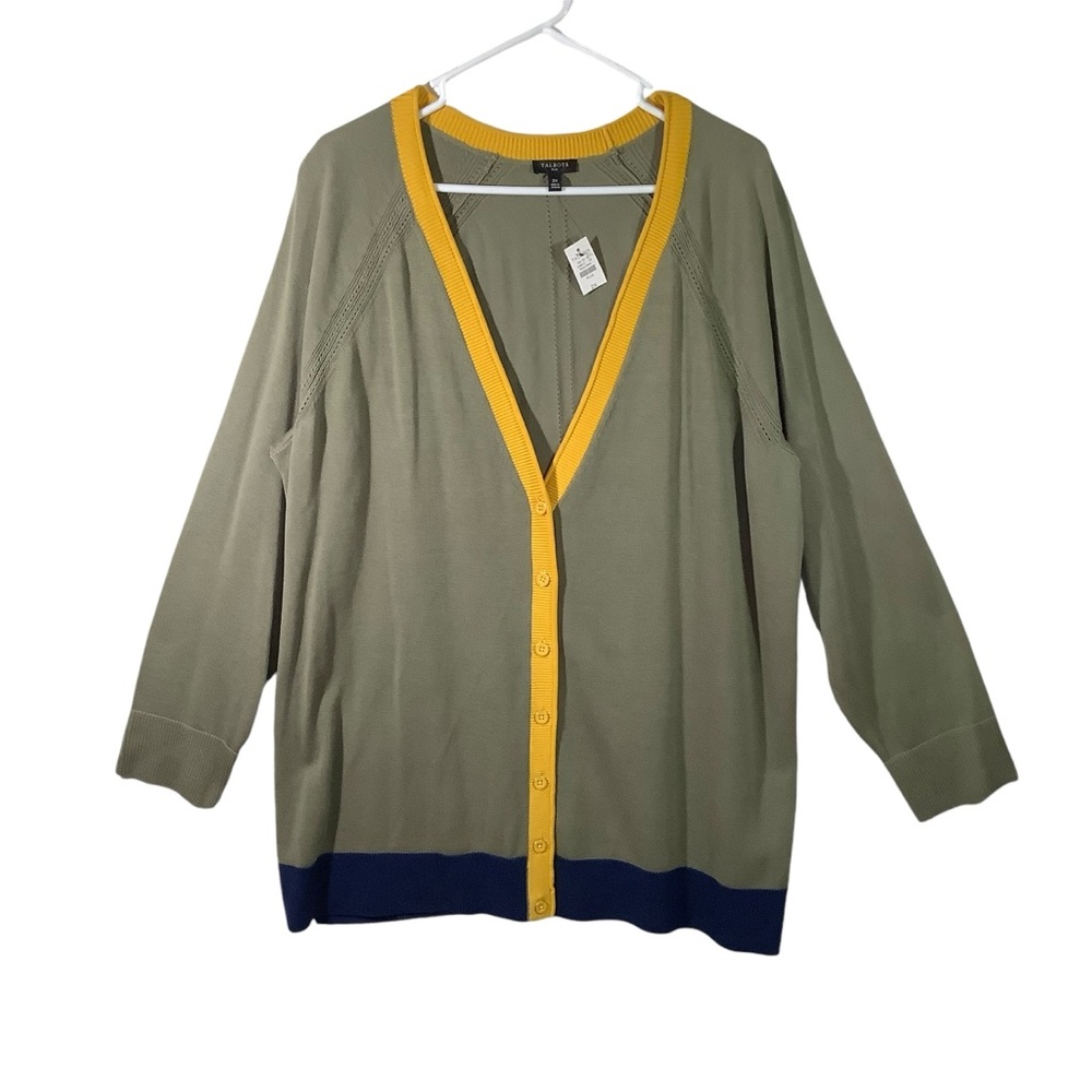 Talbots Plus Knit Cardigan V-Neck Button Front